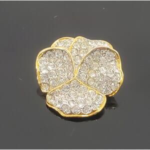 Vintage Smithsonian Rhinestone Pave  Pansy Brooch Pin Signed
